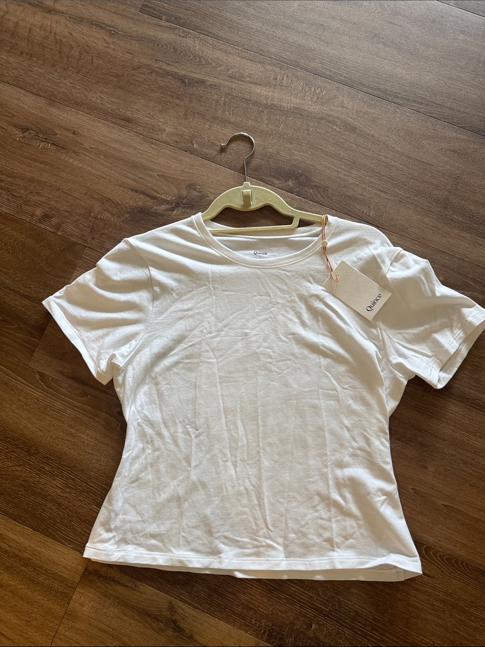 Quince Women's White Short Sleeve Fitted Crewneck Stretch Tee Large NWT